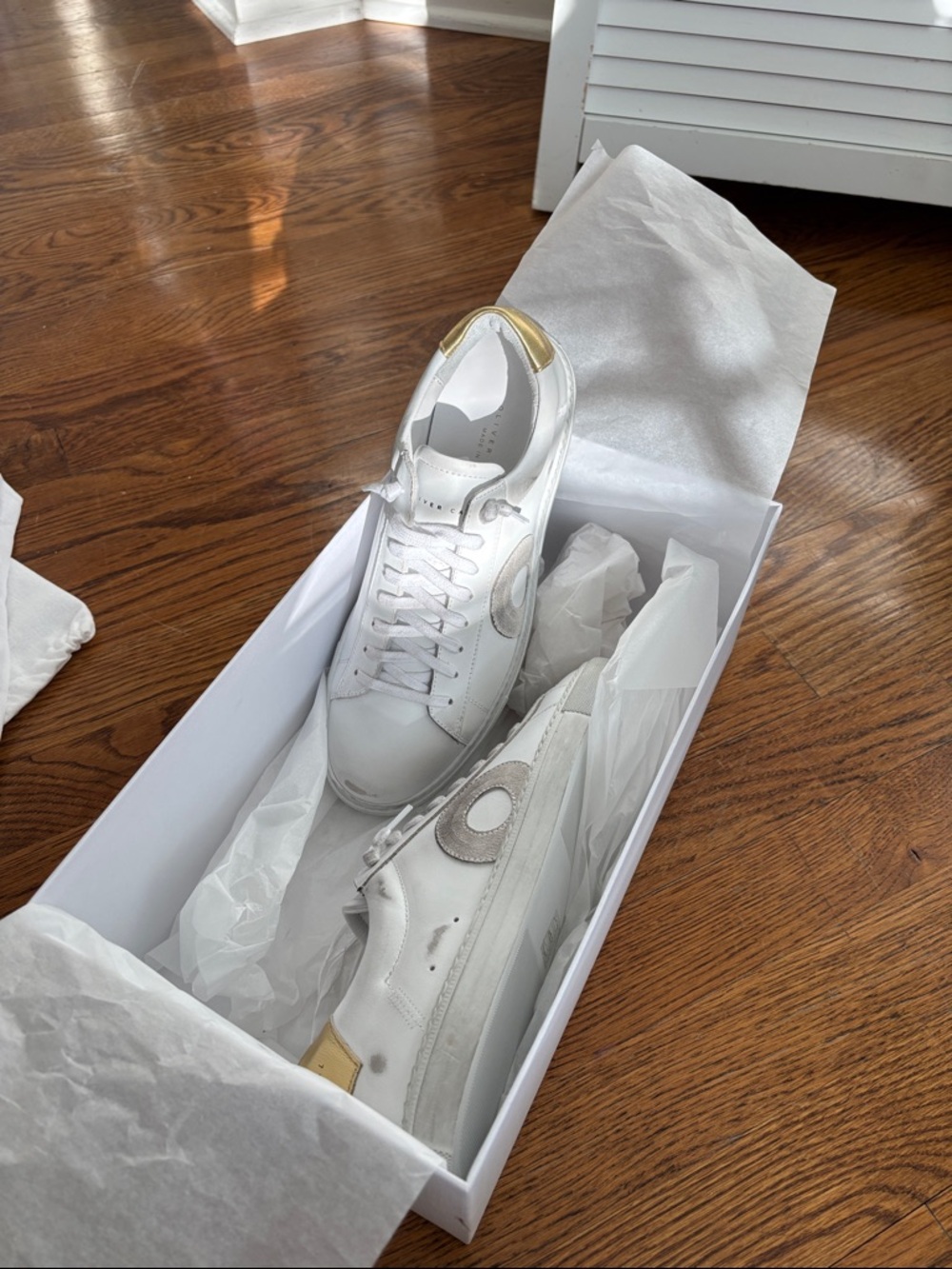 Oliver Cabell LOW 1 Malibu Sneakers in White with Gold